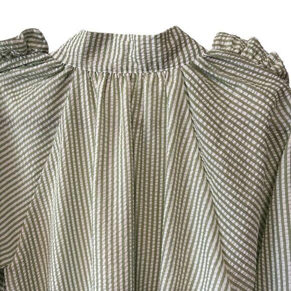 Revolve Karlie Green Mint Seersucker Stripe Ruffle Boho Dress - Picture 9 of 11